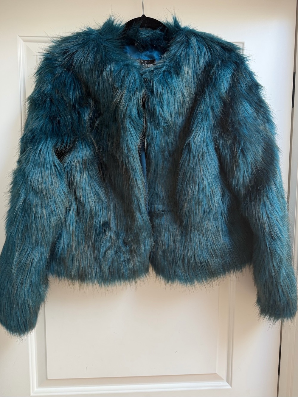 Donna Salyers Fabulous Furs Faux Fur Jacket - Teal Blue size S